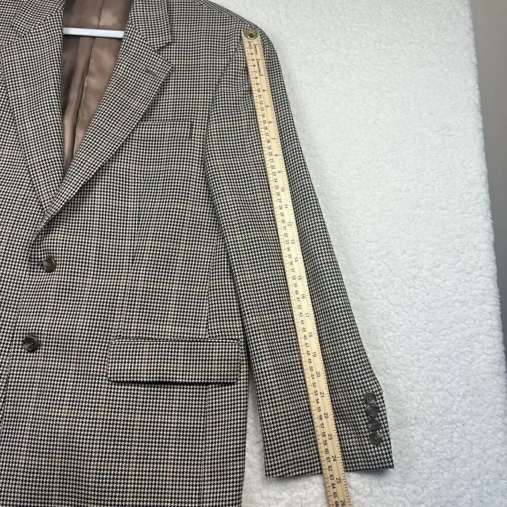 Ralph Lauren Mens‎ Blazer Sport Coat Two Button Jacket 100% Wool 42R HoundsTooth